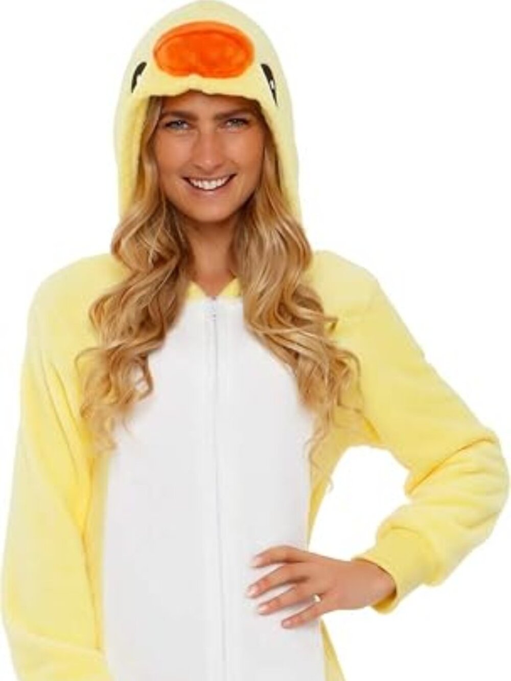 Funziez Duck Onesie Costume Adult Small NWT Yellow Plush Fleece